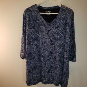 Catherine's Blue Paisley Knit Tunic 1X